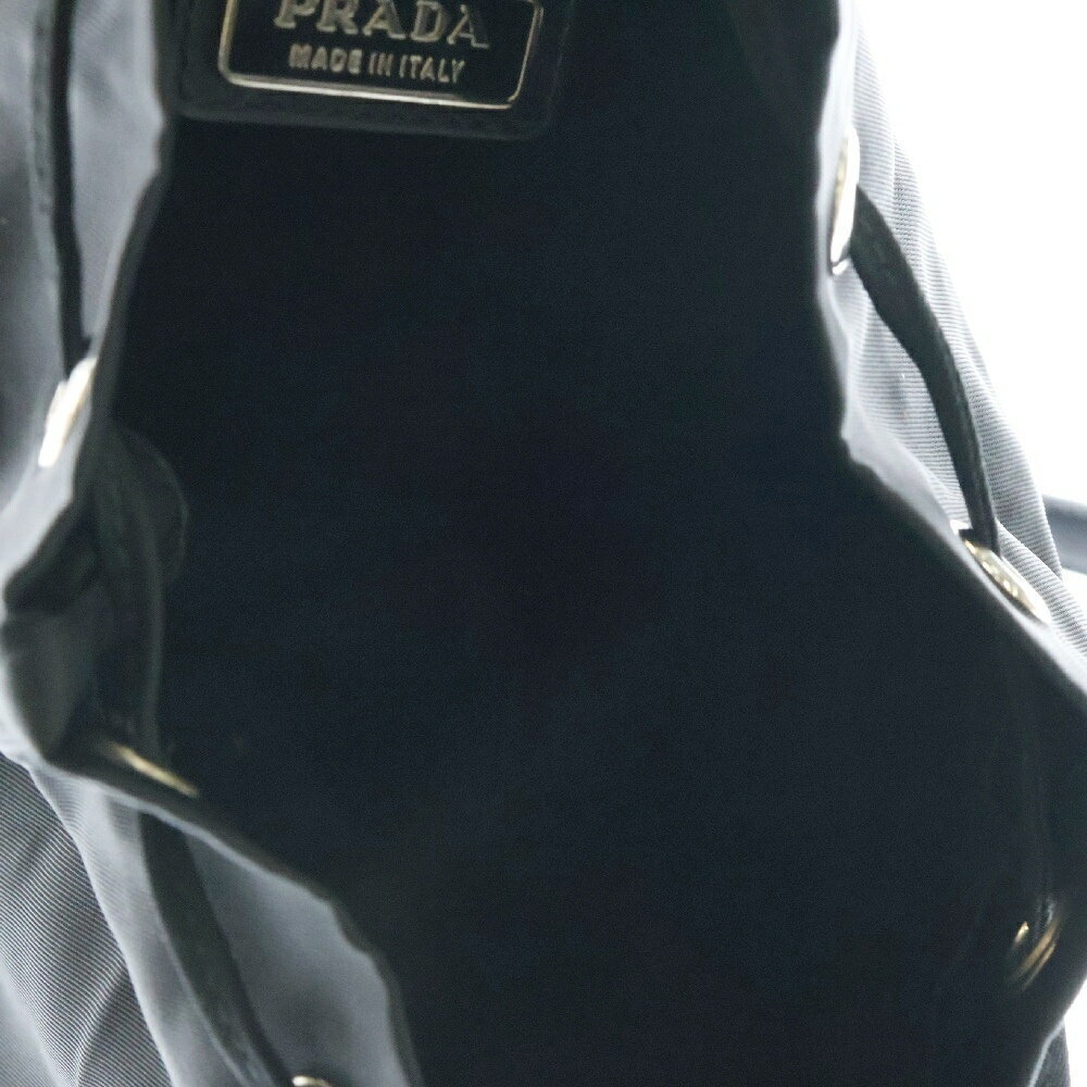 Prada Black Drawstring Triangle Plate Handbag Nyl… - image 5